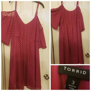 Torrid Pink Cold Shoulder Chiffon Dress NWOT